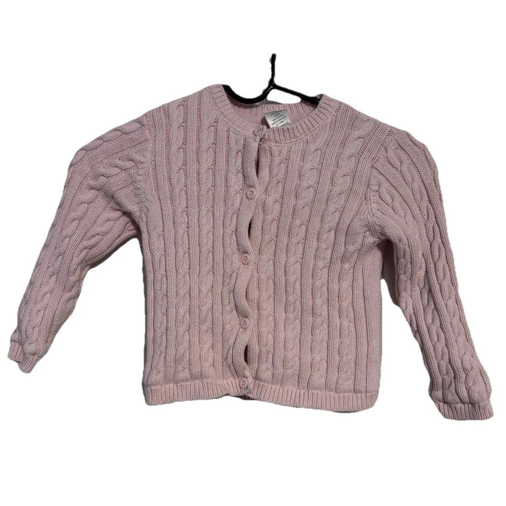 Gymboree Girls Pink Cable Knit Cardigan Sweater 4T Button Front Lined Cotton